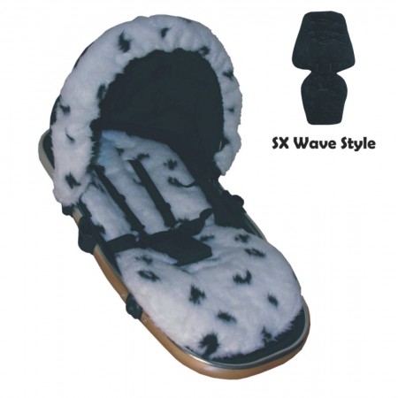 Seat Liner & Hood Trim to fit Silver Cross Wave Pushchairs - Dalmation Faux Fur